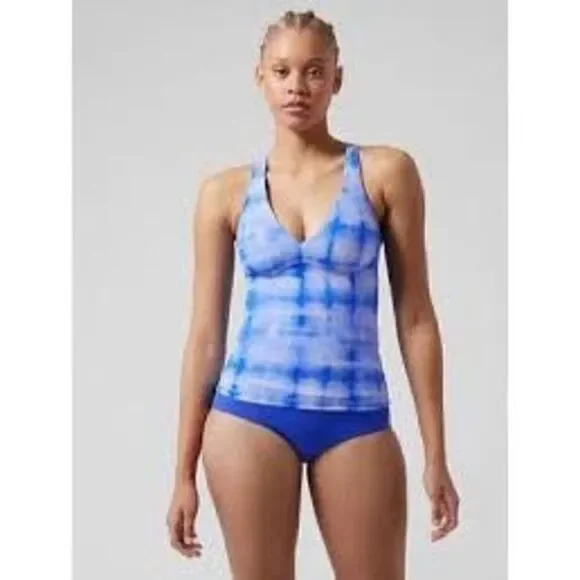 Athleta Bali blue plunge neck tankini BNWT size small - Picture 1 of 9